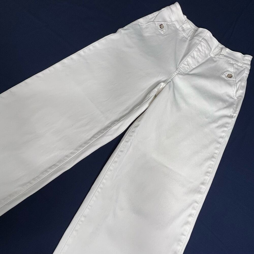 Spanx Women's Size M Stretch Twill Cropped Wide Leg Pants White 20312